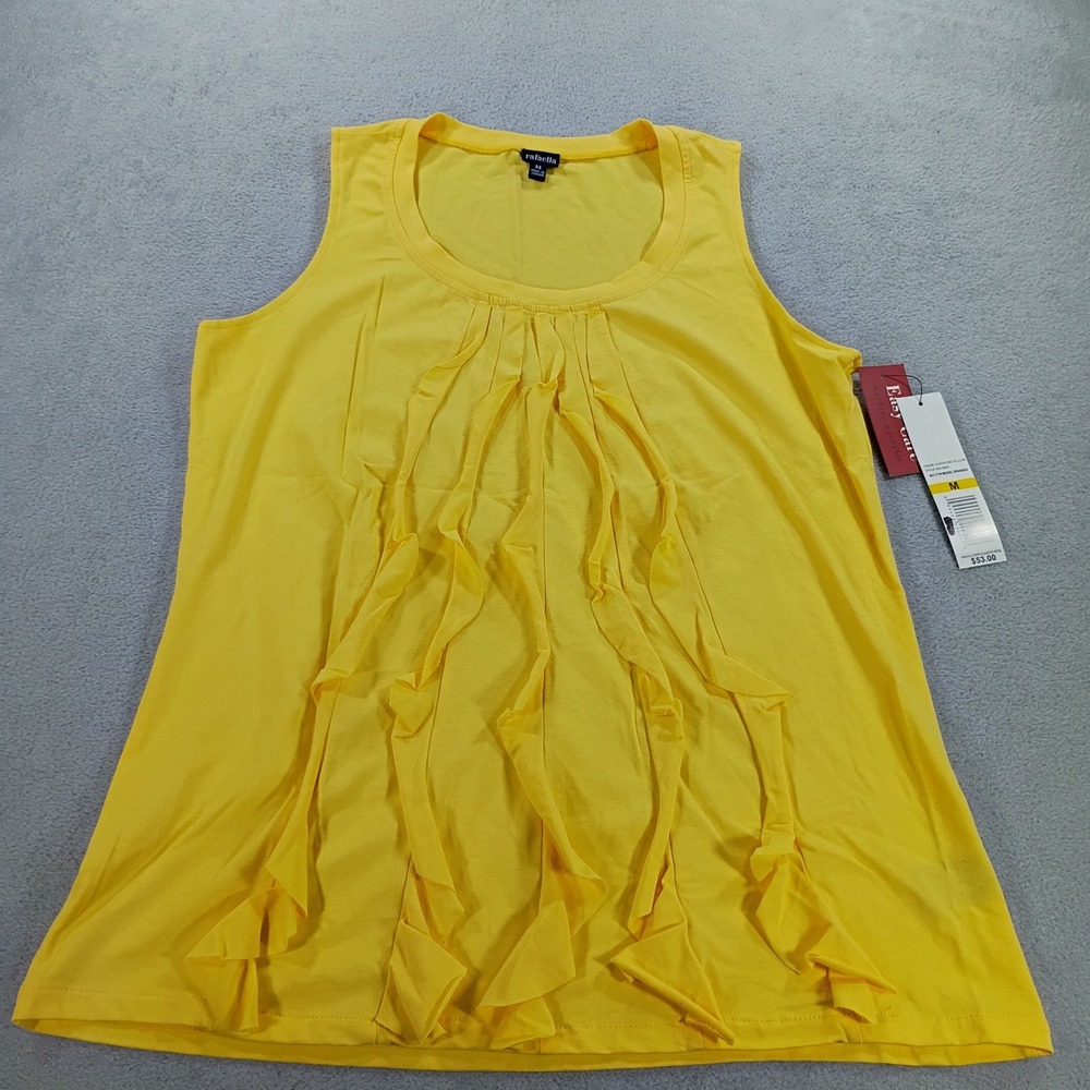 Rafaella Womens RS15603 Sunshine Yellow Medium Ruffle Front Tank Top